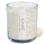 *NEW* Salt and Sea 12 oz Soy Candle, Blue Tinted Floral Jar