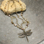 Whispering Bronze Dragonfly Layered Necklace