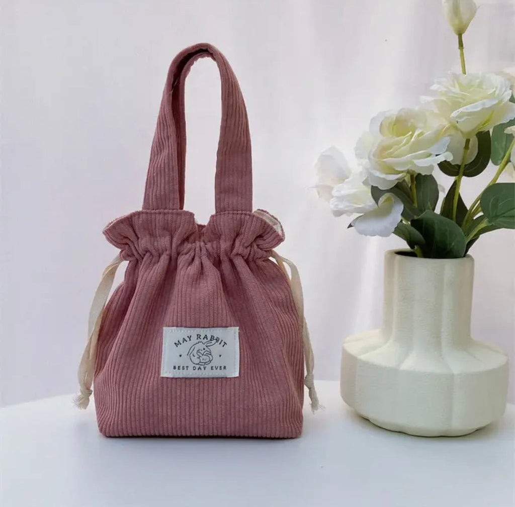 Corduroy Drawstring Mini Bag