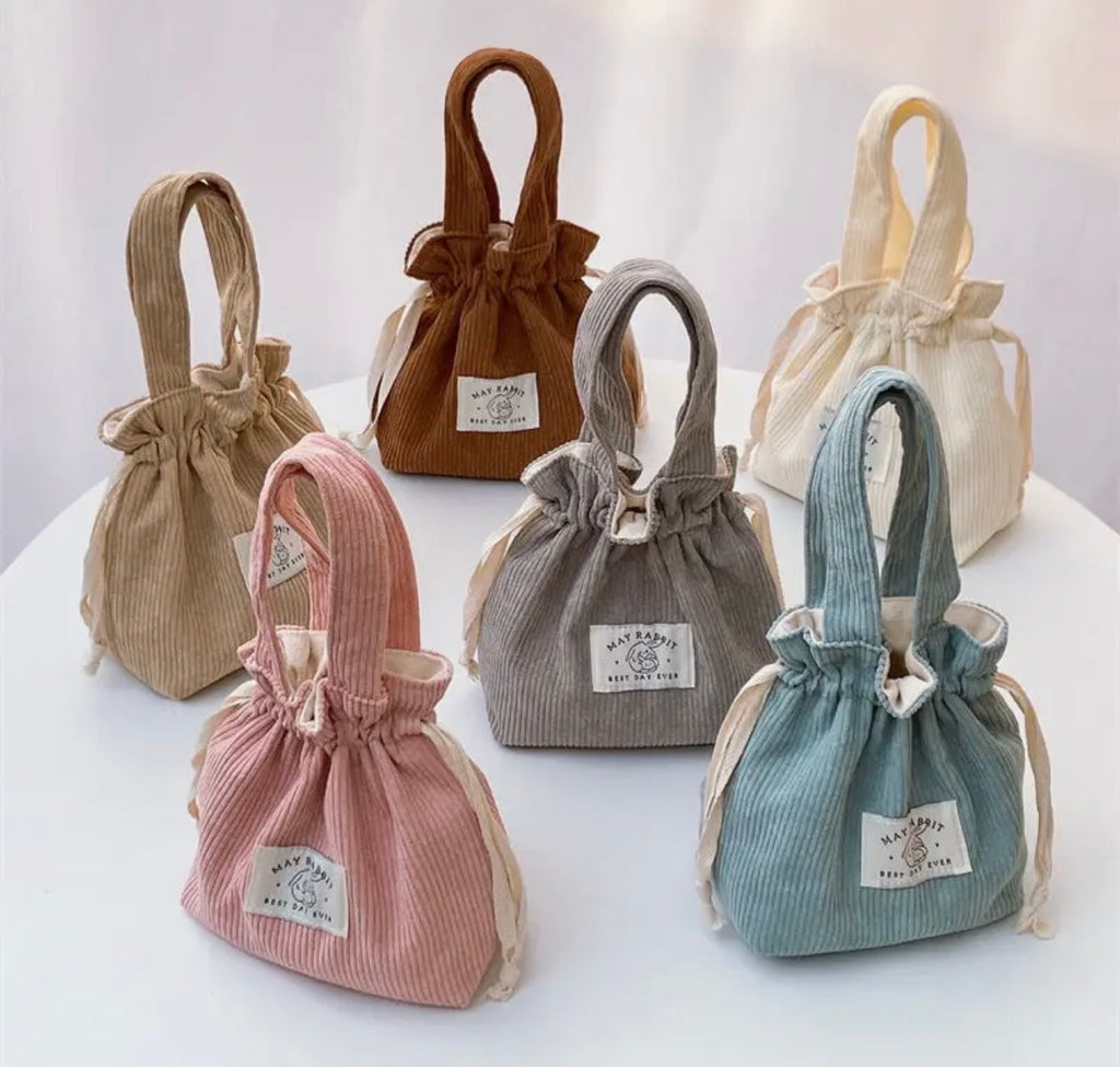 Corduroy Drawstring Mini Bag
