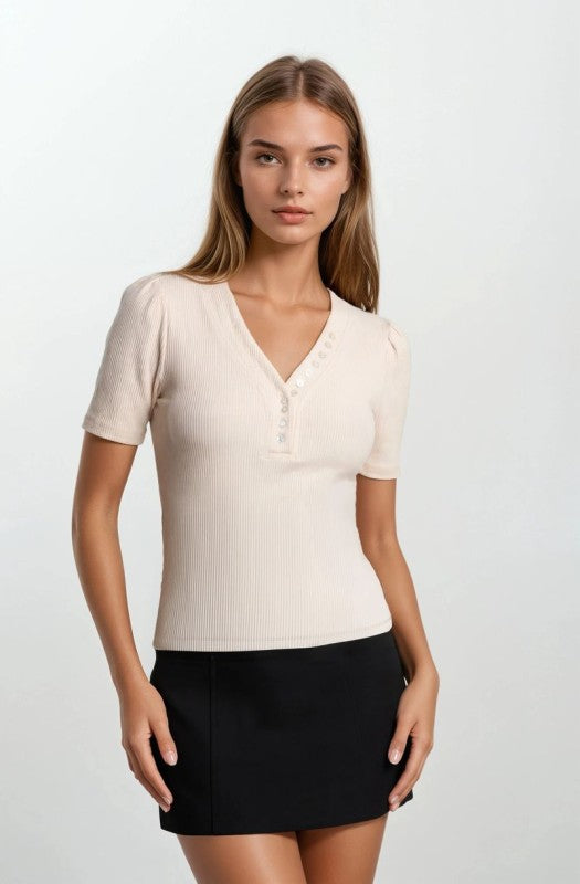 Harper Button Detail Top