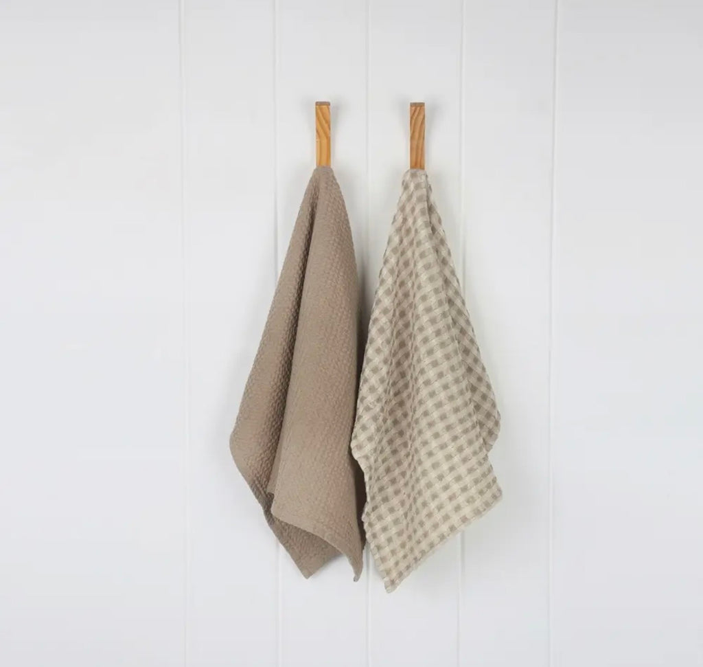 Taupe Waffle Weave Tea Towel Set (Set of 2)