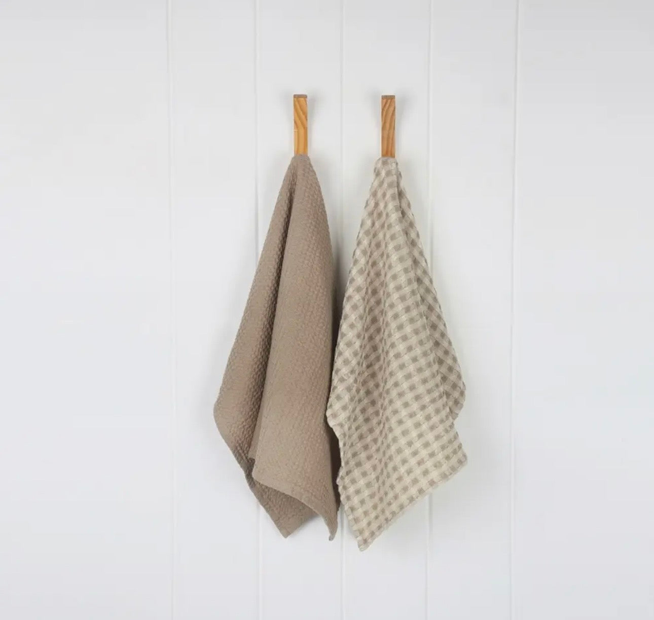 Taupe Waffle Weave Tea Towel Set (Set of 2)