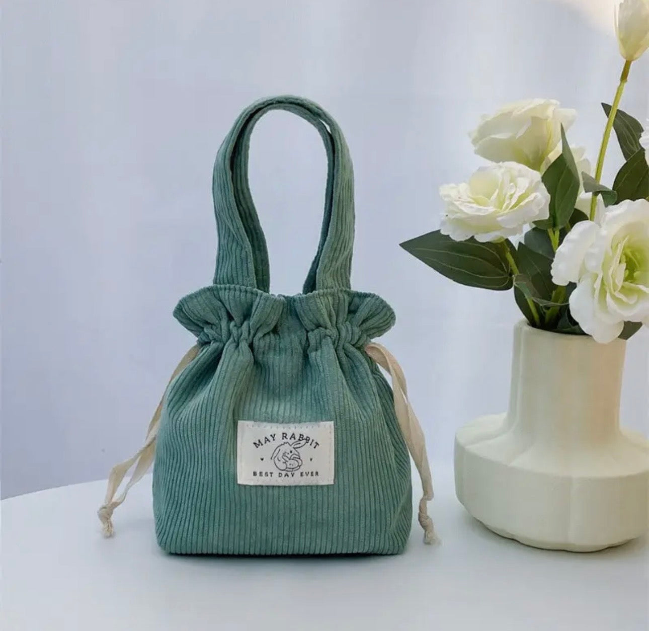 Corduroy Drawstring Mini Bag