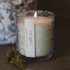*NEW* Coastal Lemon 12 oz Soy Candle, Blue Tinted Floral Jar