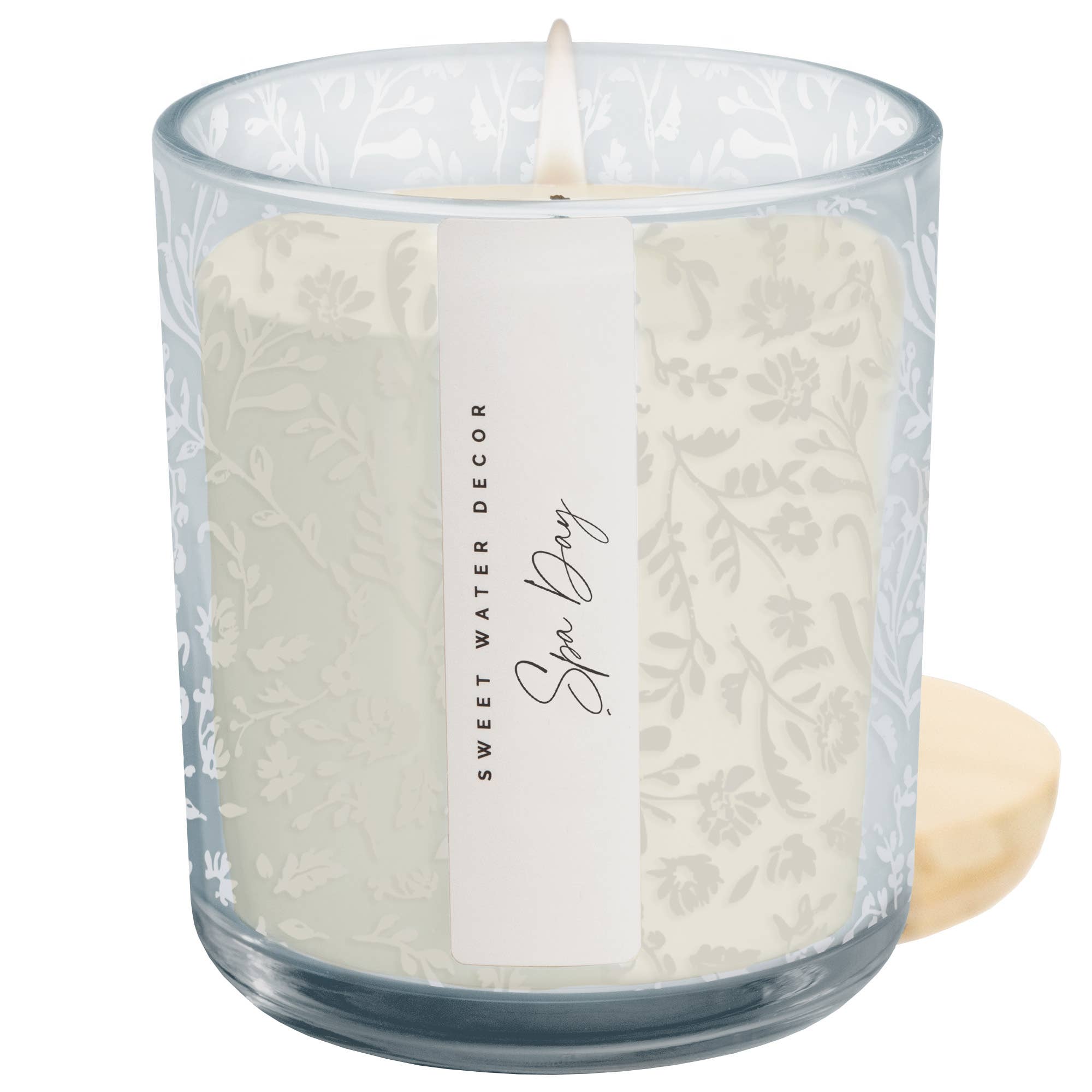 *NEW* Spa Day 12 oz Soy Candle, Blue Tinted Floral Jar