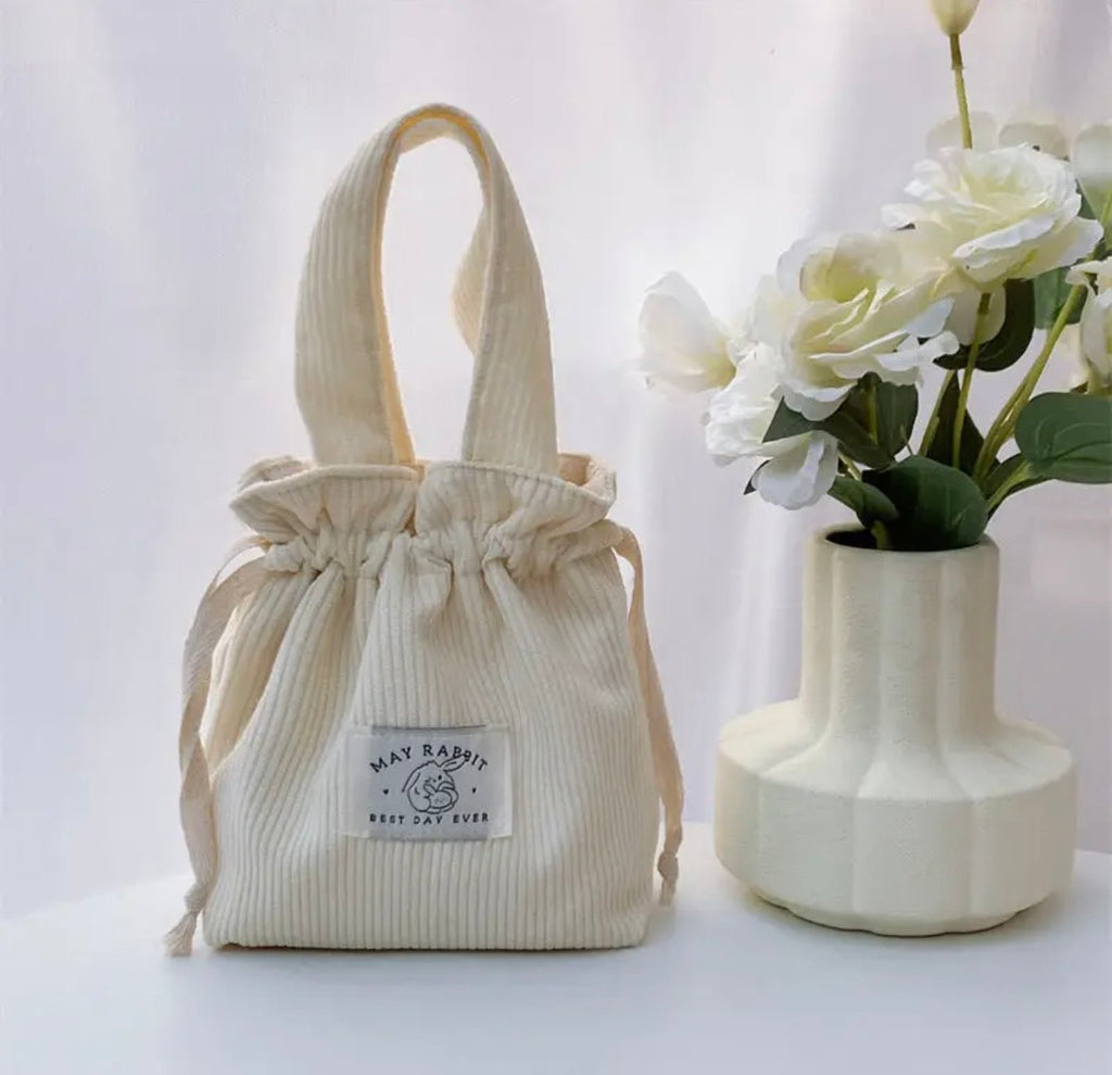 Corduroy Drawstring Mini Bag