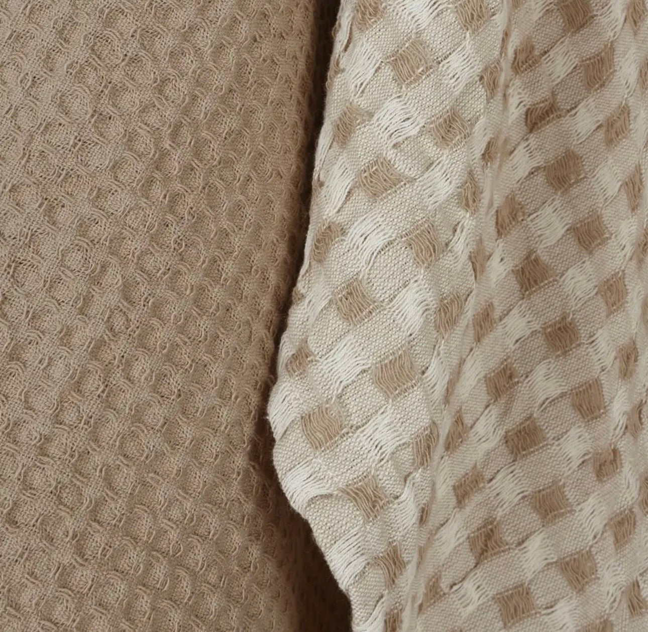 Taupe Waffle Weave Tea Towel Set (Set of 2)