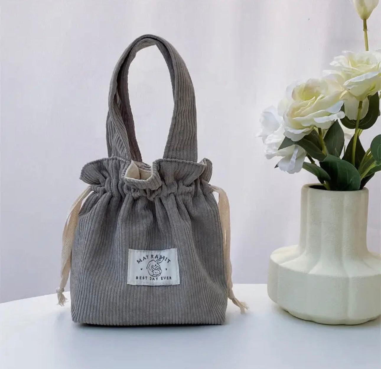 Corduroy Drawstring Mini Bag