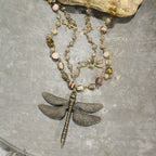 Whispering Bronze Dragonfly Layered Necklace