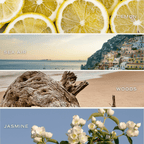 *NEW* Coastal Lemon 12 oz Soy Candle, Blue Tinted Floral Jar