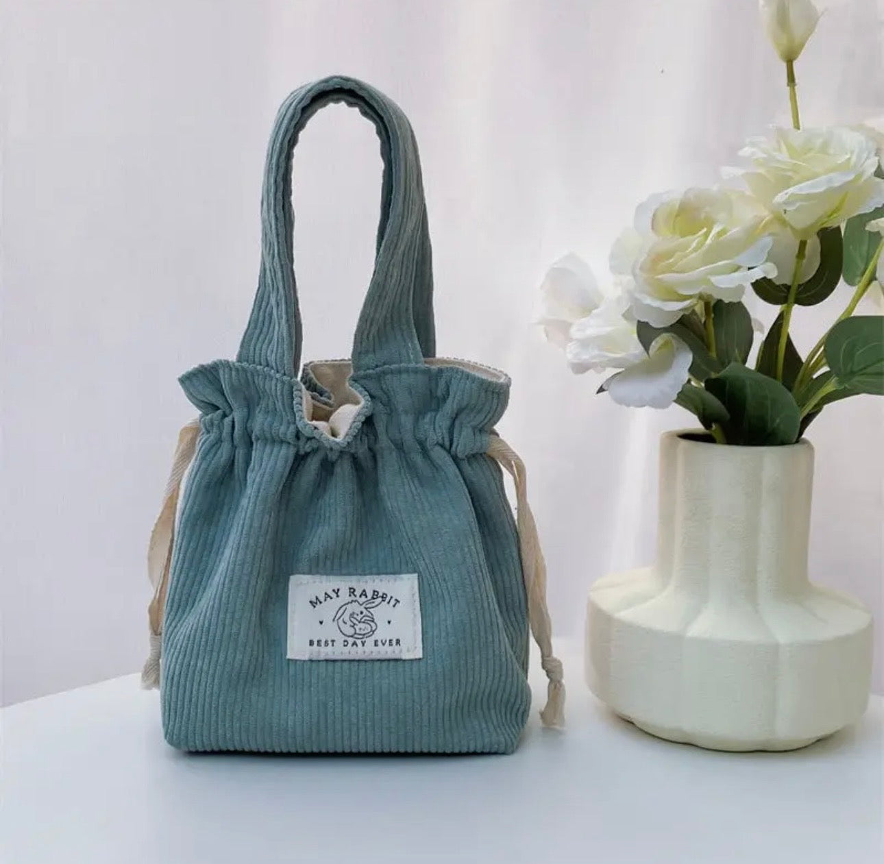 Corduroy Drawstring Mini Bag