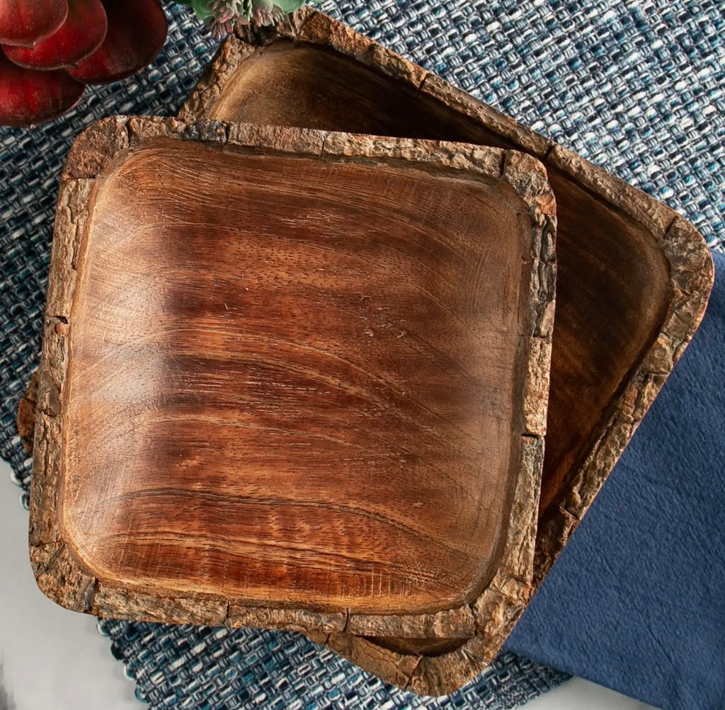 Rustic Mango Wood Bark Bowl