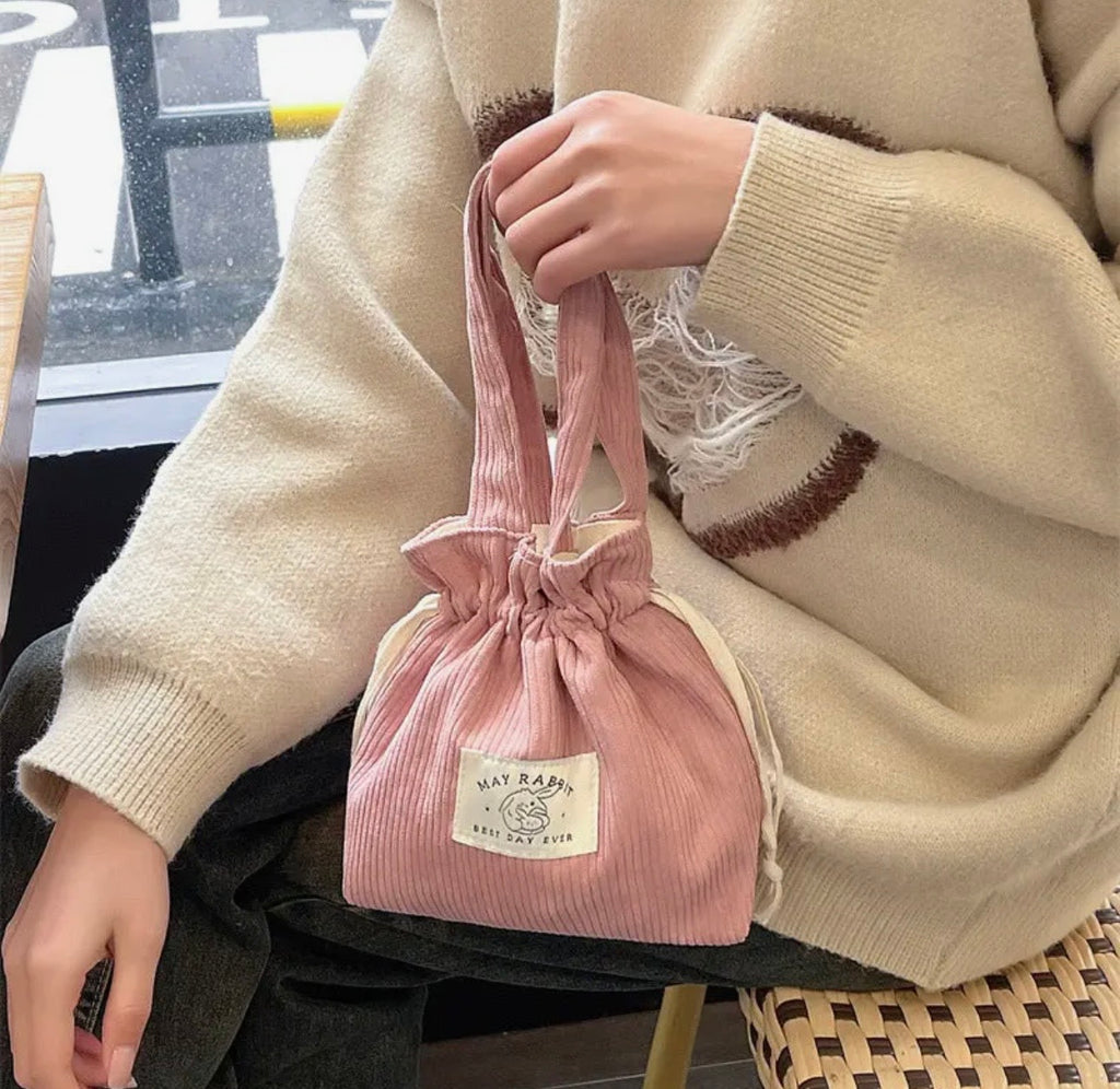 Corduroy Drawstring Mini Bag