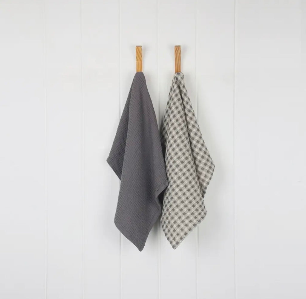 Taupe Waffle Weave Tea Towel Set (Set of 2)
