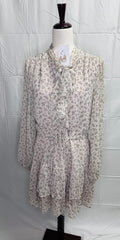 Soft Ditsy Floral Tie-Neck Tiered Dress