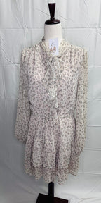 Soft Ditsy Floral Tie-Neck Tiered Dress