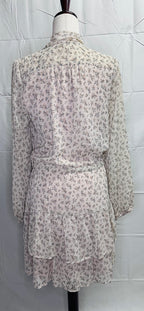 Soft Ditsy Floral Tie-Neck Tiered Dress
