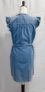 Everyday Ruffle Sleeve Denim Shirt Dress