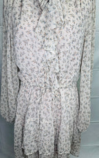 Soft Ditsy Floral Tie-Neck Tiered Dress