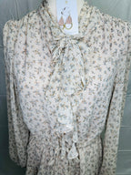 Soft Ditsy Floral Tie-Neck Tiered Dress