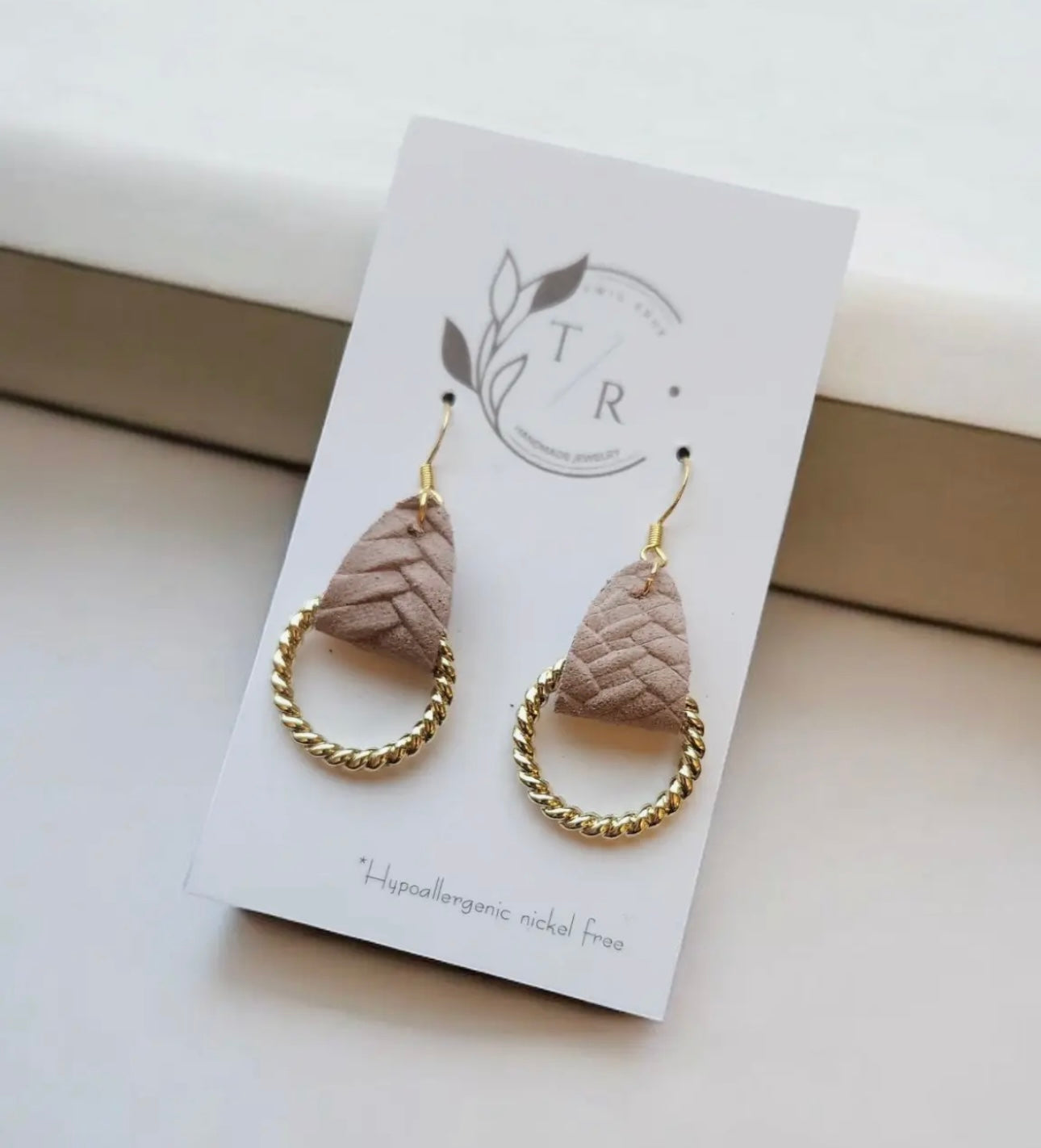 Blush Leather Loop Earrings