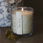*NEW* Stress Relief 12 oz Soy Candle, Blue Tinted Floral Jar
