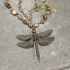 Whispering Bronze Dragonfly Layered Necklace